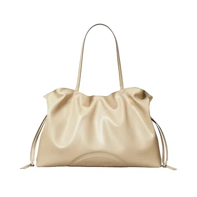 Pre-owned Tory Burch Drawstring Tote Bag 'light Stone' | Grey | Women's Size Onesize