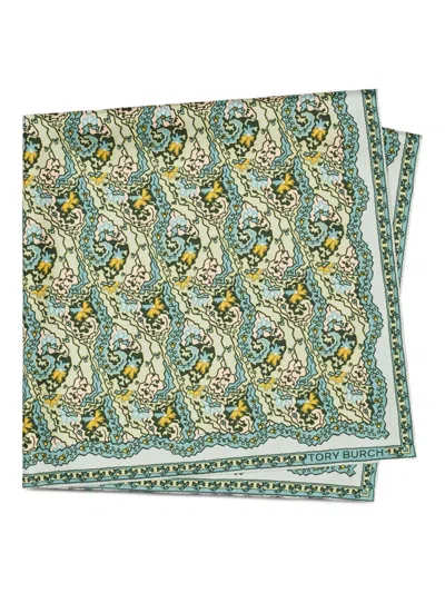 Tory Burch Dream Paisley-pattern Square Scarf In Green