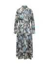 Tory Burch Printed Pleated Silk Twill Dress
