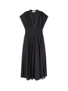 Tory Burch Gathered Broderie Anglaise Cotton Midi Dress In Black