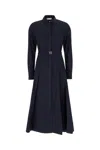 Tory Burch Pleated Midi Shirt Dress In Medium Navy