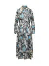 Tory Burch Printed Pleated Silk Twill Dress In Multicolor
