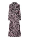 Tory Burch Pleated Floral-print Silk Midi Shirt Dress In Nude & Neutrals