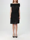 Tory Burch Off-shoulder Smocked Mini Dress In Black
