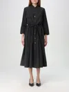 Tory Burch Cotton Chemisier Dress With Drawstring Waist In Black