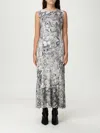 Tory Burch Printed Jersey Sleeveless Dress In Gray