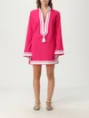 Tory Burch Cotton Short Dress With Contrasting Profiles