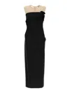 Tory Burch Knotted Front Lace Detail Sheer Panel Dress In Black