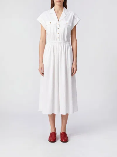 Tory Burch Poplin Midi Shirt Dress In White