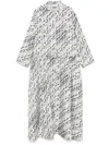 Tory Burch Ivory Silk Midi Dress With Button-up Front And Cinched Waist In Beige