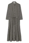 Tory Burch Printed Poplin Shirtdress For Women In Nero
