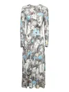 Tory Burch Long Floral Print Dress Multicolor In Blue