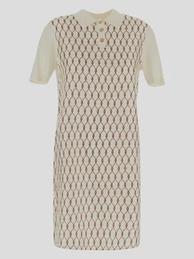 Tory Burch Dresses In Ivorybrown