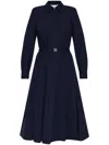 Tory Burch Pleated Midi Shirt Dress In Medium Navy
