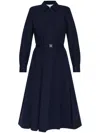 Tory Burch Pleated Midi Shirt Dress In Medium Navy