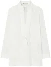 Tory Burch 'tory' White Tunic With Embroideries And Tassel In White