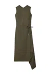 Tory Burch Wrap Asymmetrical Midi Dress In Green