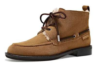 Tory Burch Duck Shearling Ankle Boots 25mm Women's Boots Weathered Oak: 10 M, Suede In Brown