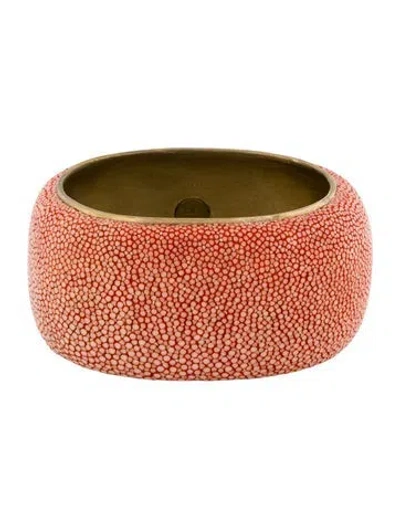 Pre-owned Tory Burch Dyed Stingray Bangle Bracelet, 7" In Red