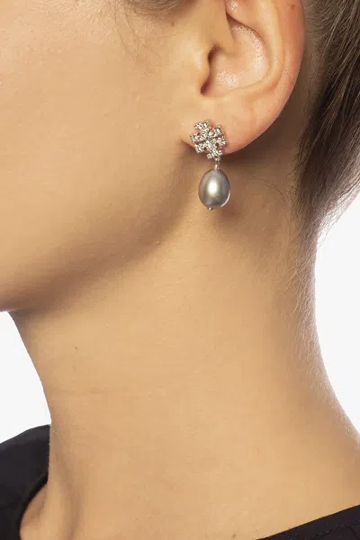 Tory Burch Earrings With Logo In Silver