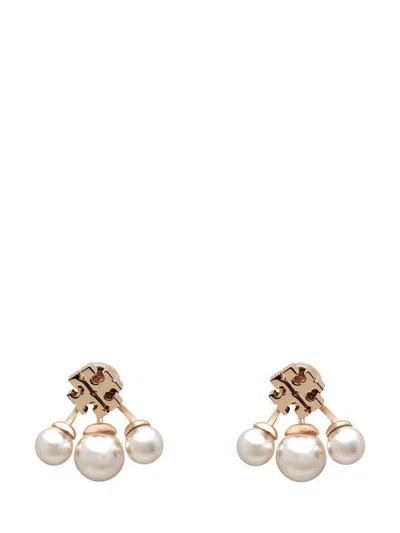 Tory Burch Earrings With Triple Beads In Gold
