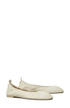 Tory Burch Eddie Soft Lambskin Ballerina Flats In Light Cream