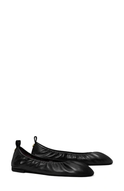 Tory Burch Eddie Soft Lambskin Ballerina Flats In Black
