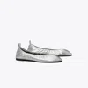 Tory Burch Eddie Ballet In Silver