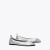 Tory Burch Woman Ballet Flats Silver Size 8 Leather In Silver