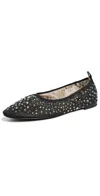 Tory Burch Black Ballet Flats With All-over Crystals Application In Tech Fabric Woman In Black