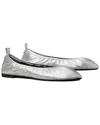 Tory Burch Eddie Leather Ballet Flat In Silver