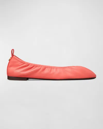 Tory Burch Eddie Soft Lambskin Ballerina Flats In Coral Crush