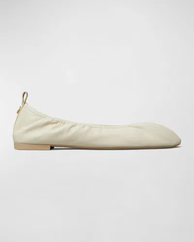 Tory Burch Eddie Soft Lambskin Ballerina Flats In Light Cream