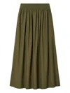 Tory Burch Elastic-waistband Pleated Skirt In Green