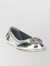 Tory Burch Elasticized Trim Round Toe Metallic Finish Ballerina Shoes