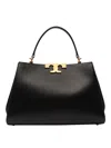 Tory Burch Eleanor Calf Leather Satchel Bag In Black