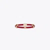 Tory Burch Eleanor Faux Leather Bracelet In Tory Gold/ruby