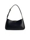 Tory Burch Slim Leather Shoulder Bag With Curved Silhouette In Black