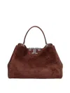 Tory Burch Eleanor Boston Bag In Cocoa Color Suede In Brown
