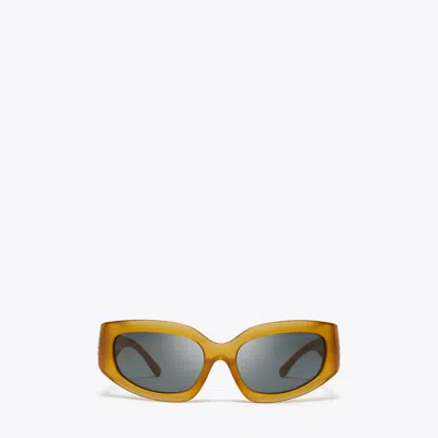 Tory Burch Eleanor Broken Logo Sunglasses In Yellow