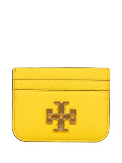 Tory Burch Logo Plaque Card Holder In Yellow
