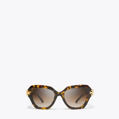 Tory Burch Eleanor Cat-eye Sunglasses In Dark Tortoise/brown Gradient