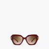 Tory Burch Eleanor Cat-eye Sunglasses In Red Berry/brown Gradient