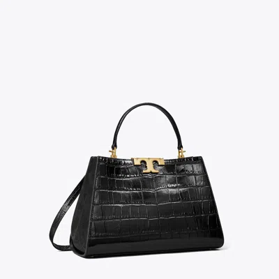 Tory Burch Eleanor Croc-embossed Satchel In Black