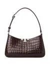 Tory Burch Eleanor Croc-embossed Slim Shoulder Bag In Brown