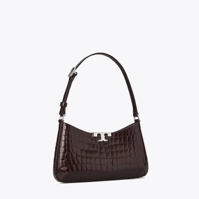 Tory Burch Eleanor Croc-embossed Slim Shoulder Bag In Brown
