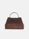 Tory Burch 'eleanor' Dark Cocoa Suede Top Case In Brown