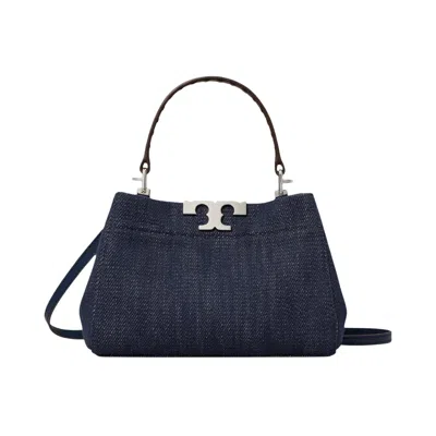 Pre-owned Tory Burch Eleanor Denim Mini Satchel Bag 'midnight' | Blue | Women's Size Onesize