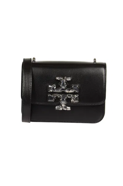 Tory Burch Eleanor Distressed Small Convertible Shoulder Bag In Black