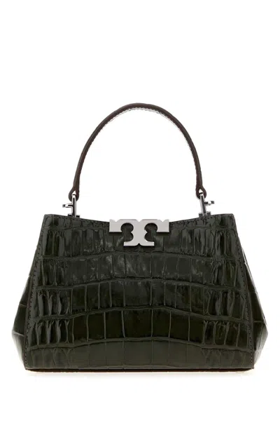 Tory Burch Eleanor Embossed Croc Mini Satchel In Black